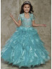 Beaded Organza Ruffle Sparkly Flower Girl Dress With Cape